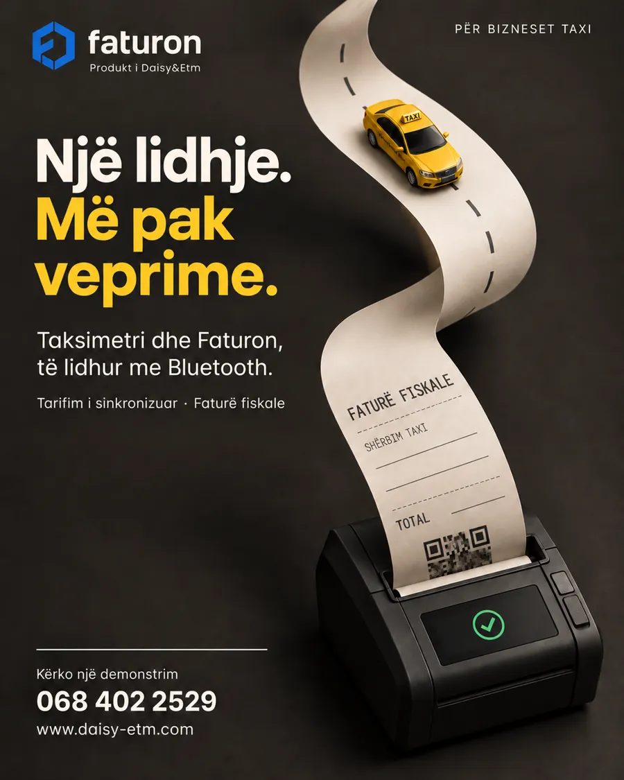 Nga udhëtimi te fatura: taksimetri, lidhja Bluetooth dhe terminali POS
